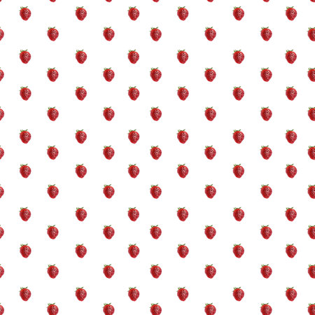 Watercolor seamless pattern red berry strawberry. Hand-drawn illustration isolated on white background. Perfect food menu, food drawing, design packing, textiles, fabrics print or poster, banner, cardの写真素材