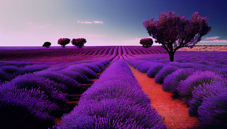 Lavender field in Valensole, Provence, France, generative AIの素材