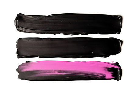 set of black ink paint brushes abstract straight paintbrush strokes isolated background AI generatedの素材