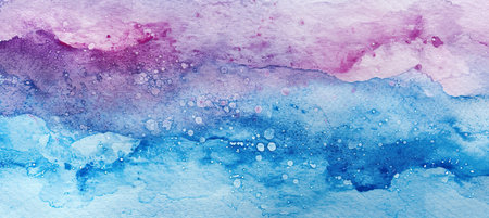 Abstract blue, purple and violet watercolor swirls and shapes background wallpaper backdrop. Expressive wave texture patternの素材