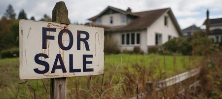 House for sale sign. Real estate housing market bubble, high and rising property price concept, unaffordable mortgageの素材