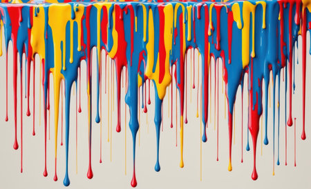 Colorful dripping paint on a white background. 3d Renderingの素材