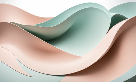 Abstract background with curved paper sheets in pastel colors. 3d renderの素材