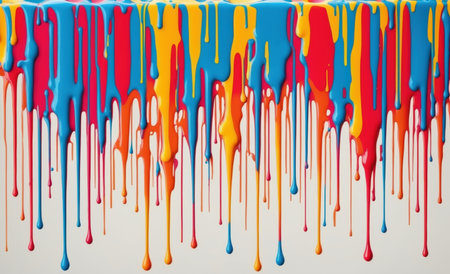Colorful paint dripping on white background. 3D Rendering.の素材