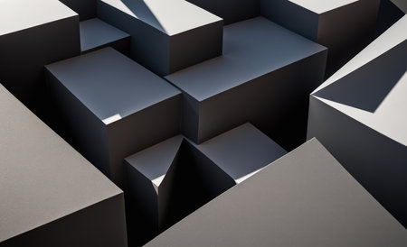 Abstract background of black and grey geometric shapes. 3d render illustrationの素材