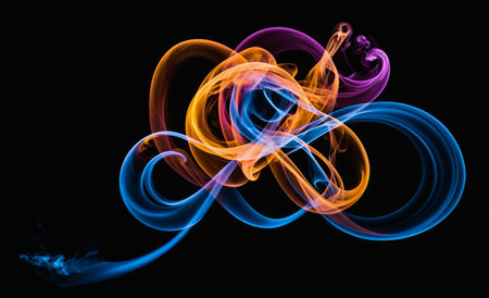 Abstract smoke isolated on black background. Colorful abstract smoke background.の素材