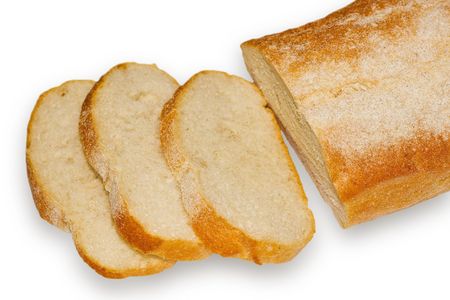 Cut loaf of white bread