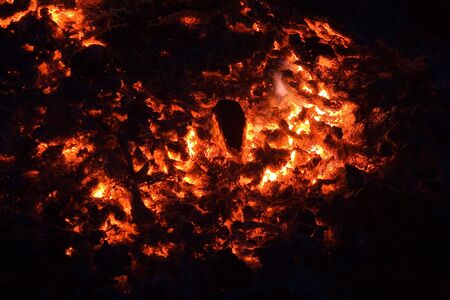 Close up view of burning charcoal