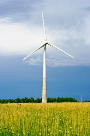 Wind turbine on a fields. Estonia