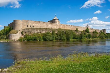 Ivangorod fortress on the border of Russia and Estoniaの写真素材