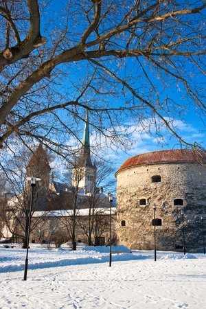 Winter landscape with old town. Tallinn, Estonia, EUの写真素材