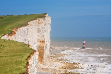 Chalk cliff at Beachy Head near Eastbourne  East Sussex  Englandの写真素材