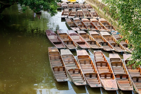 Punts on the river Cherwel  Oxford, Oxfordshire, Englandの写真素材