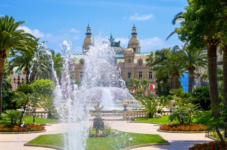 Fountains in garden near Casino  Monaco, Monte Carlo, France