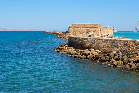 Venetian Fortress of Rocca al Mare in Heraklion harbour. Heraklion, Crete, Greeceの写真素材