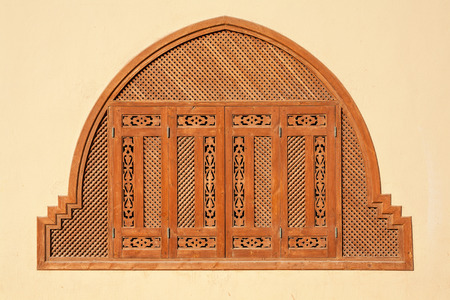 Wooden window shutters designed in arabic style. El Gouna, Egyptの写真素材
