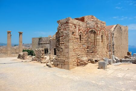 Church of Ayios Ioannis in the Acropolis. Lindos, Rhodes, Greeceの写真素材