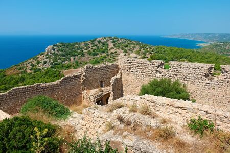 The castle of Kritinia (Kastelos), is a Venetian castle built in the 14th century. Rhodes, Greeceの写真素材