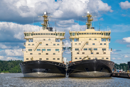 Icebreakers at summertime in North Harbour. Helsinki, Finland, Scandinavia, Europeの写真素材