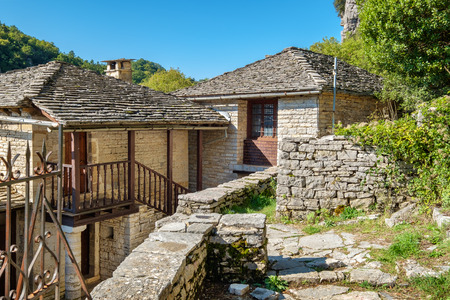 Abandoned Monastery of Agia Paraskevi situated on the edge of Vikos Gorge. Monodendri, Zagoria,...