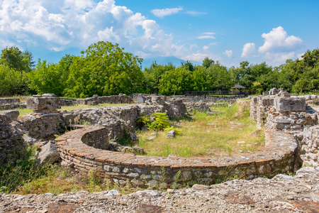 Ruins of Episcopal Basilica at the Archaeological Park of Dion. Pieria, Macedonia, Greeceの写真素材