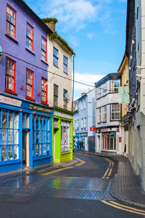 KINSALE, IRELAND - NOVEMBER 6, 2010: Colorful facades of houses on narrow streets of the old townのeditorial素材