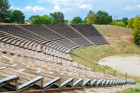 View Hellenistic Theater at the Archaeological Site of Dion. Pieria, Macedonia, Greeceの写真素材