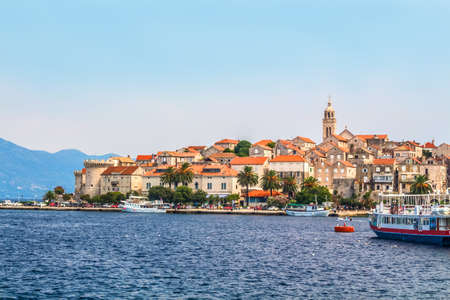 Croatia. The island of Korcula and the port city of Korcula.の写真素材
