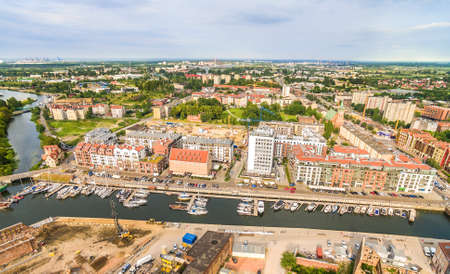 Gdansk - views from the air. The landscape of Gdansk with the New Motlawa River, the haven and the...