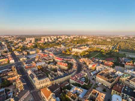 Lublin landscape with a bird's eye with visible castle, the old town and the buildings of Kalinowszczyzna.の写真素材