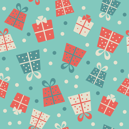 Seamless pattern with gifts and confetti.のイラスト素材