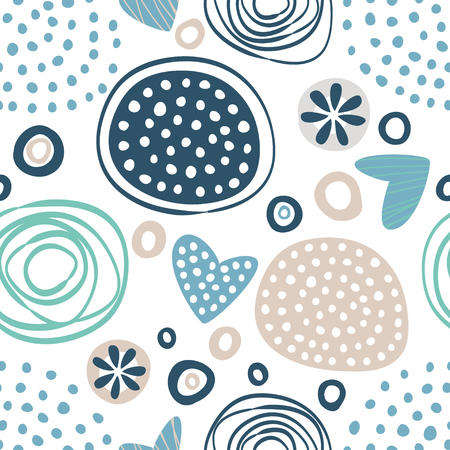 Simple seamless pattern with abstract ornament and hearts.seamless pattern with abstract ornament and hearts.のイラスト素材