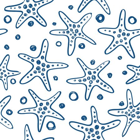 Vector seamless pattern with sea stars. Marine and nautical backgrounds. Sea theme.のイラスト素材