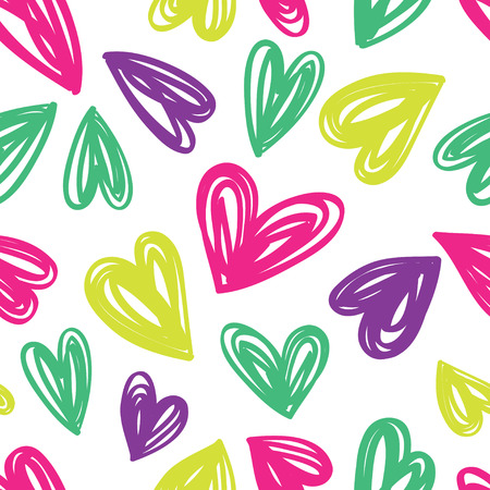 Seamless background with bright hearts. Children's styleのイラスト素材