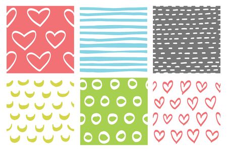 Set with six backgrounds. Simple seamless patterns.のイラスト素材