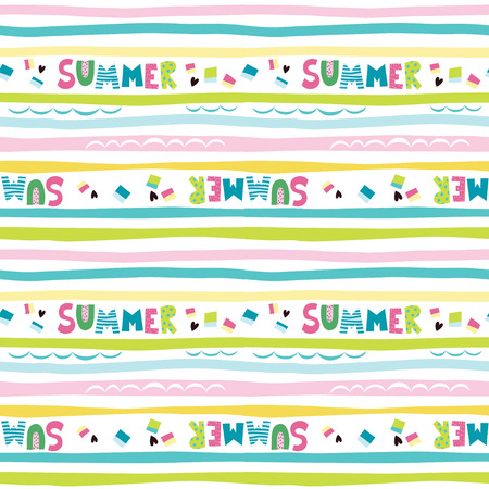 Seamless background with stripes and with the word summer.のイラスト素材