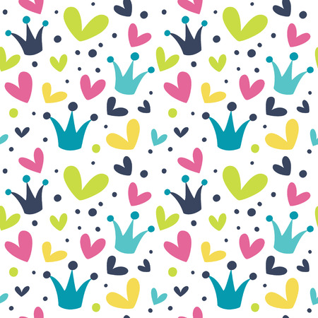 Simple pattern with hearts and crowns.のイラスト素材