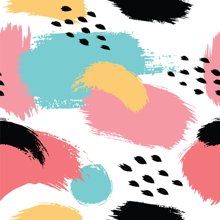 Hand drawn dry brush strokes seamless pattern.のイラスト素材