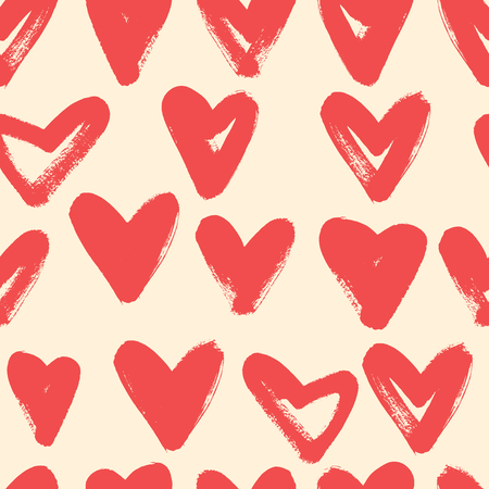 Seamless vintage heart background. Expressive dry brushes.のイラスト素材