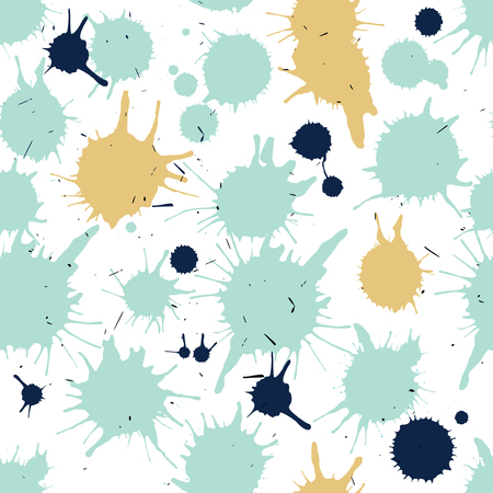 Seamless vector pattern of ink blots on white background.のイラスト素材