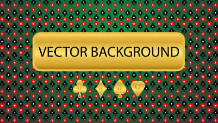 Poker background. Green baize, gold frame and card suits.のイラスト素材