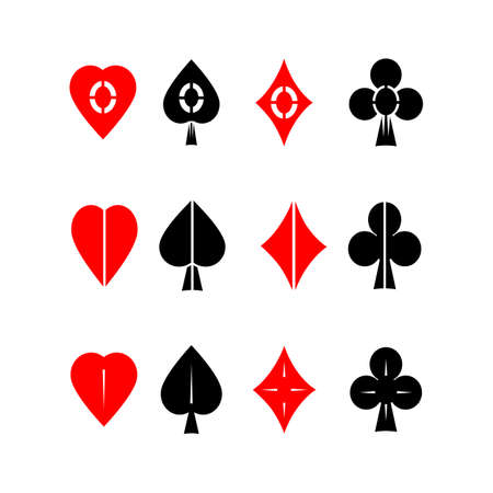 Vector icon set. Cards suits symbols on isolated white background.のイラスト素材