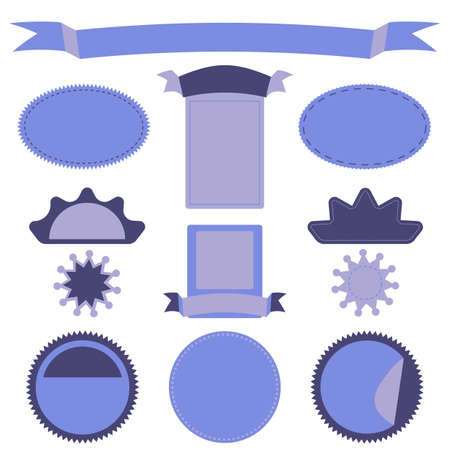 Vector illustration. Set blank badges, labels, stickers and ribbons isolated on white background.のイラスト素材