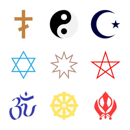 Vector icons. Character set popular religions of world in color.のイラスト素材