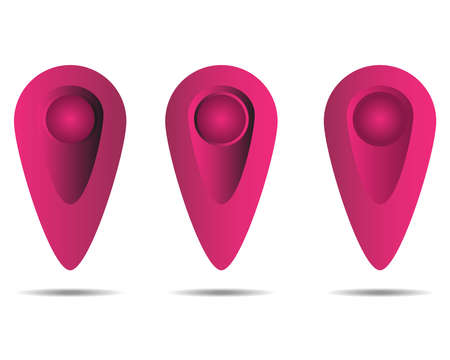 Set vector icons. Set pink plastic markers for map isolated on white background.のイラスト素材