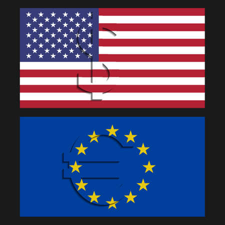 Vector. Dollar and euro flags.のイラスト素材