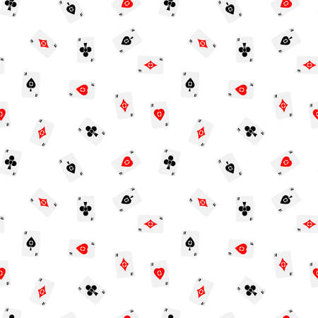 Vector seamless pattern of aces with designer card suits.