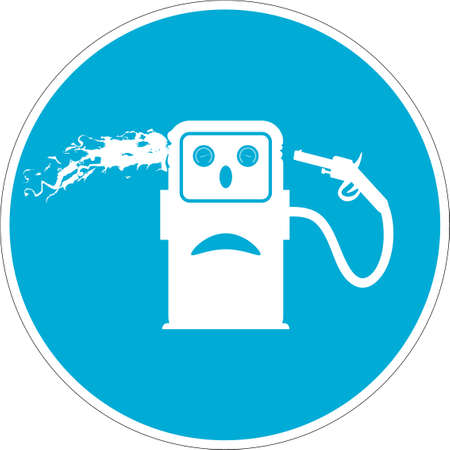 Vector icon. Caricature gas station icon. Gasoline pump commits suicide. Drop price oil barrel.のイラスト素材