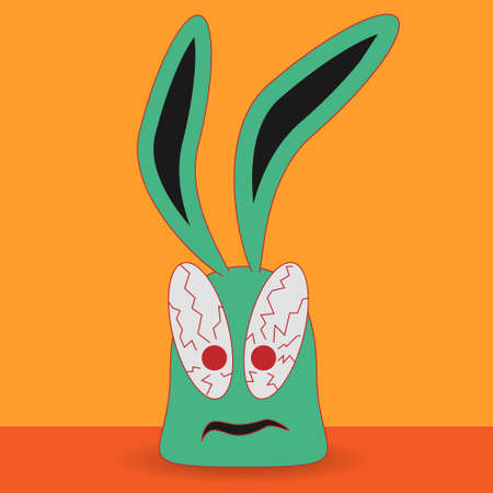 Cartoon tired green rabbit. Vector.のイラスト素材