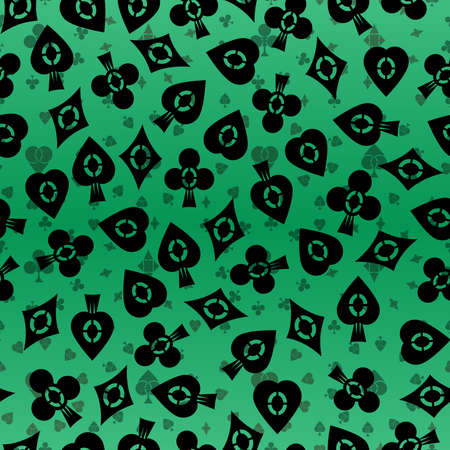 Vector seamless green texture of creative card suits.